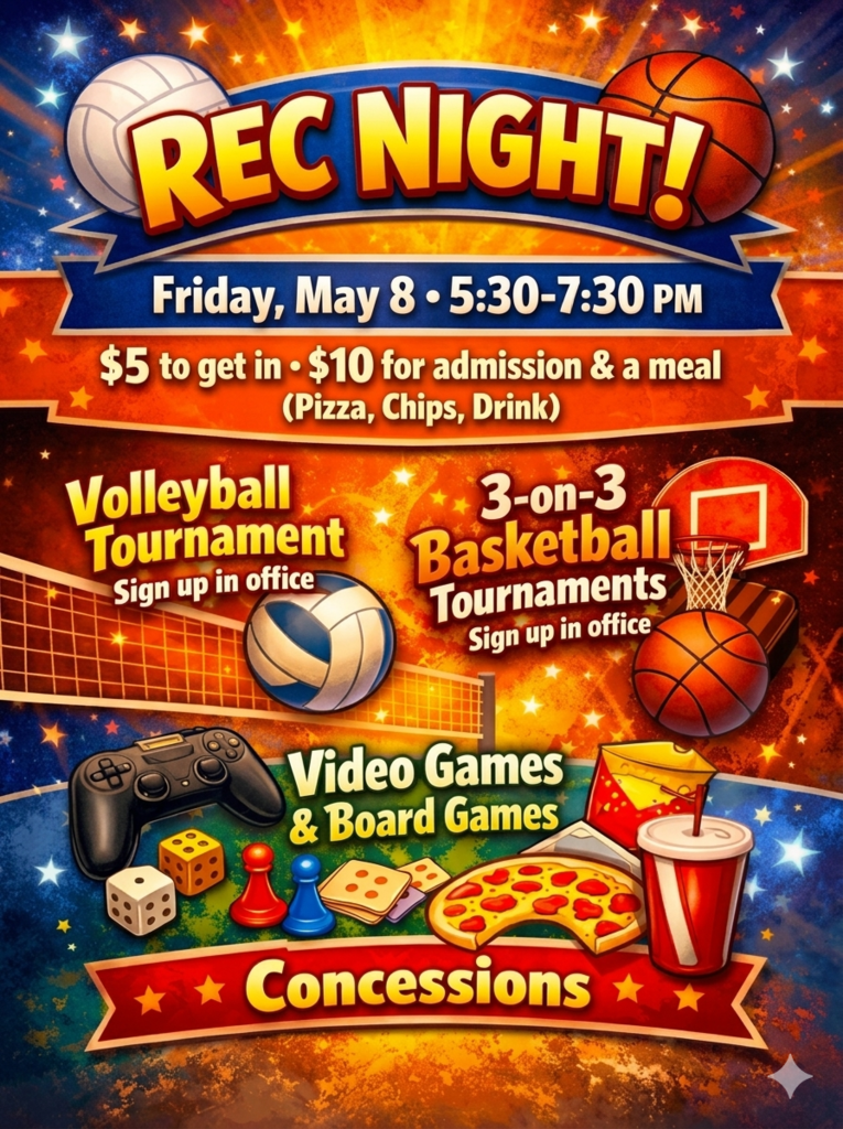 Rock County Christian School Rec Night Poster