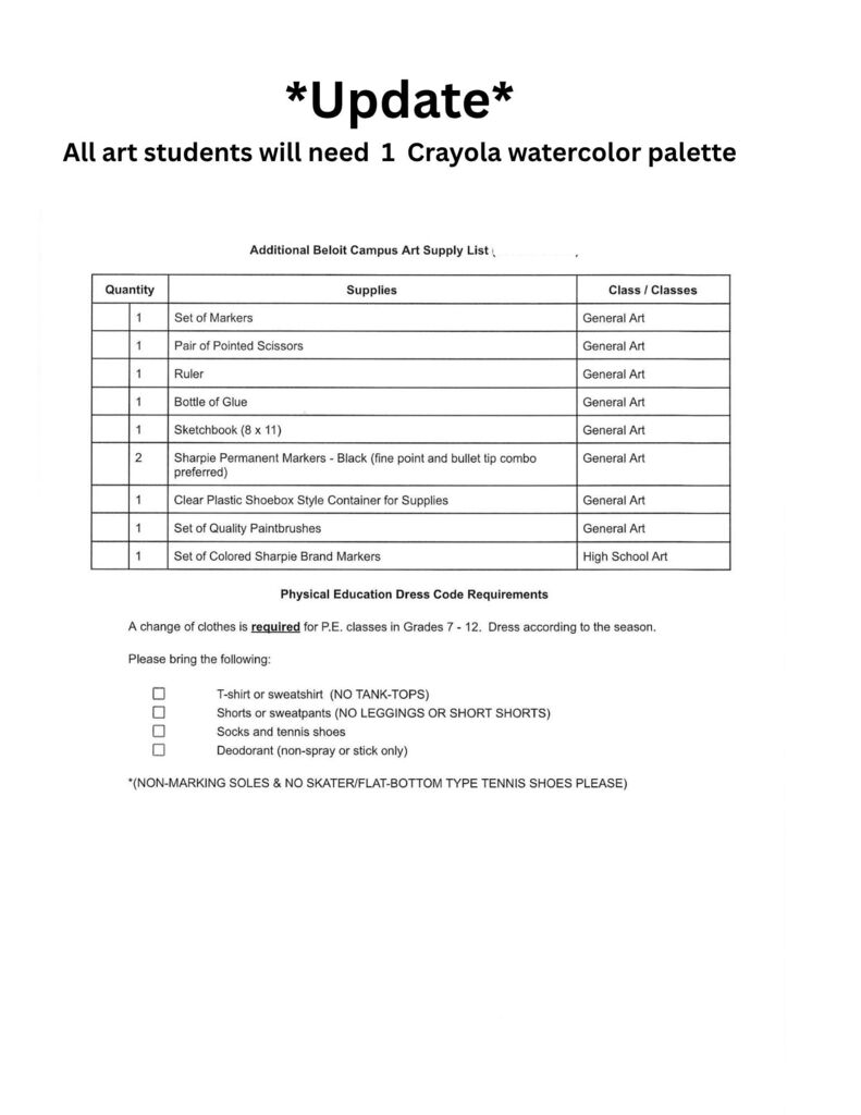 Rock County Christian School Updated school list