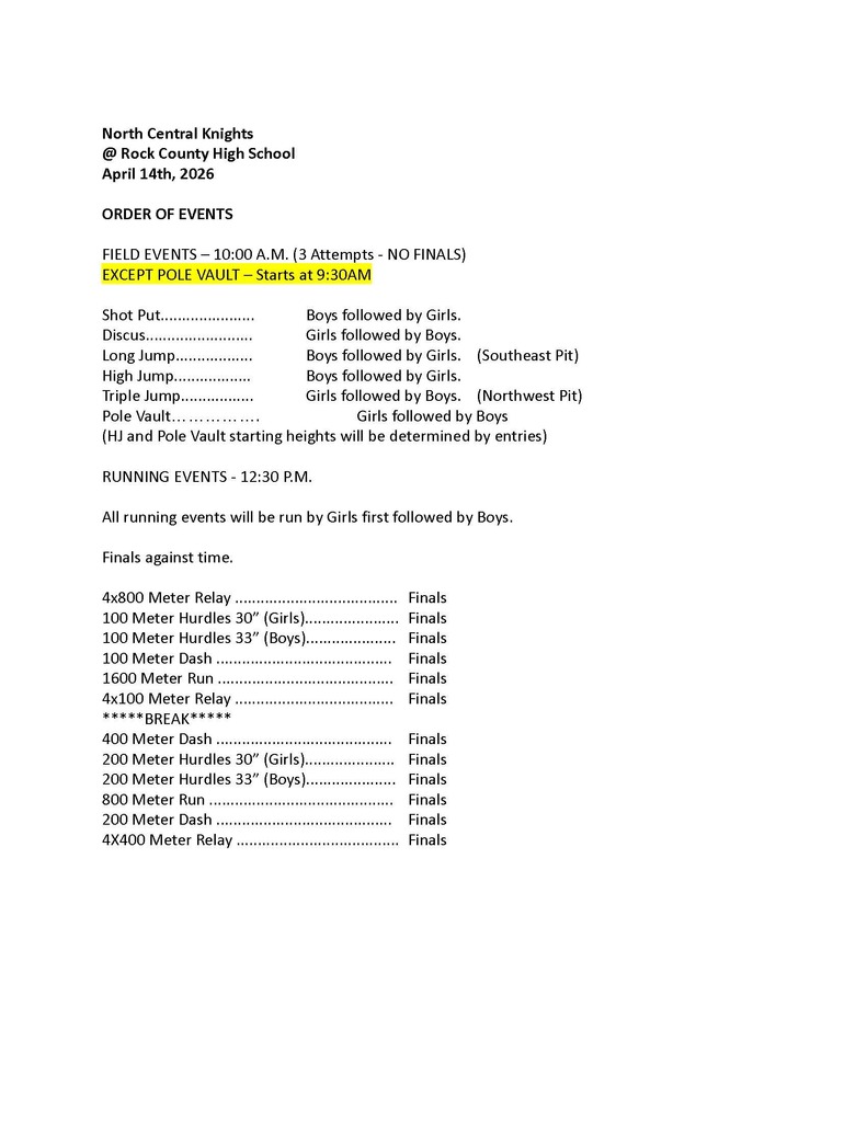 Knights Invite Track and Field