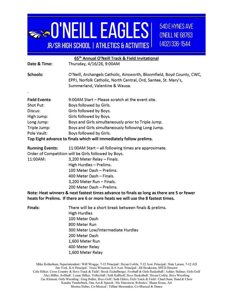 O'Neill Order of Events