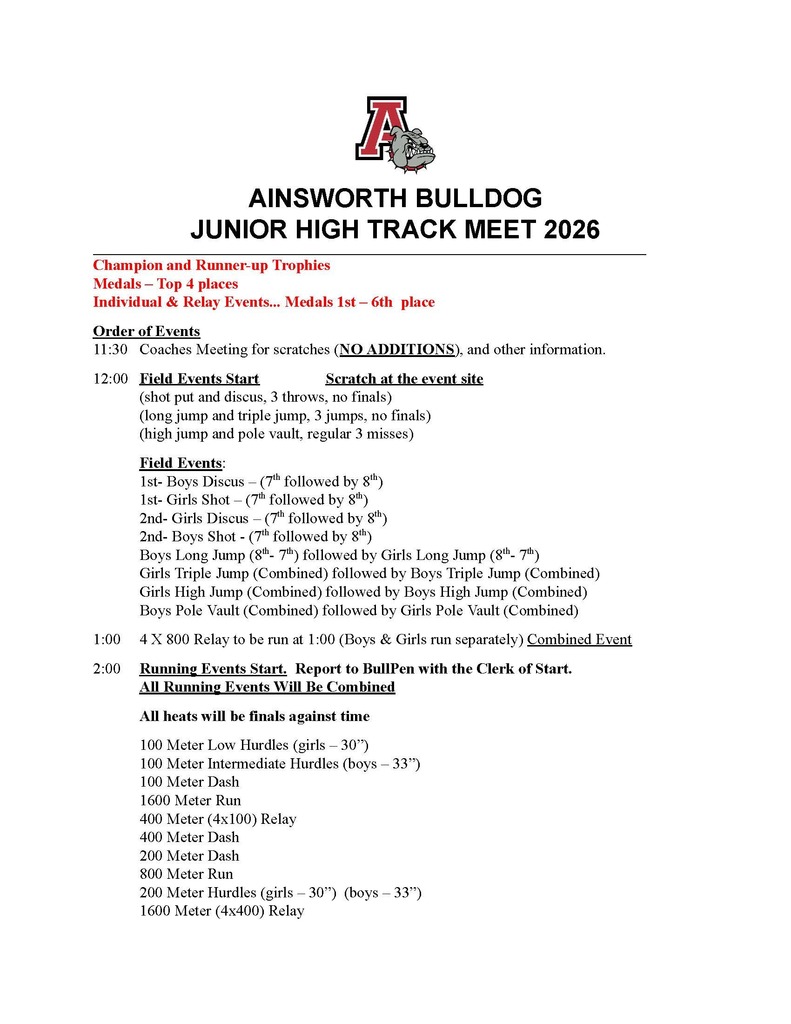 Ainsworth Order of Events