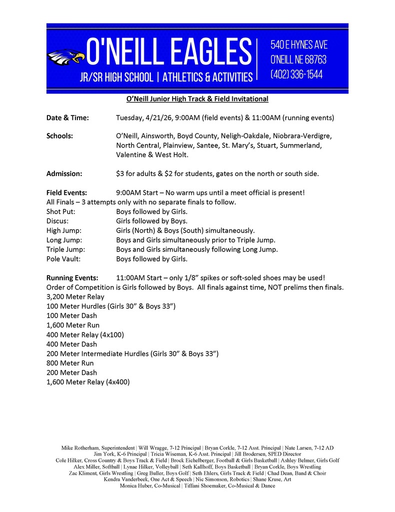 JH O'Neill Order of Events