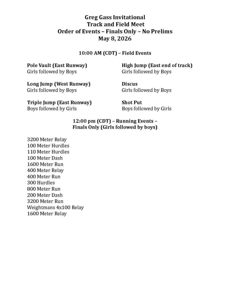 Greg Gass Order of Events