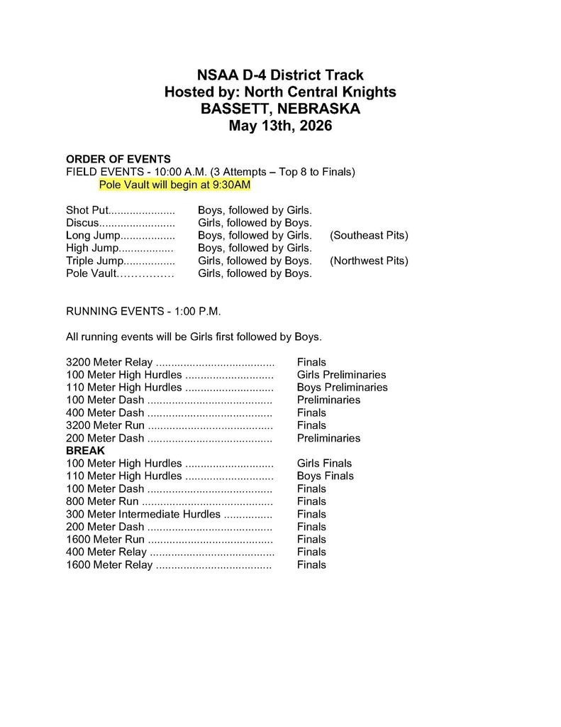 D-4 District Order of Events