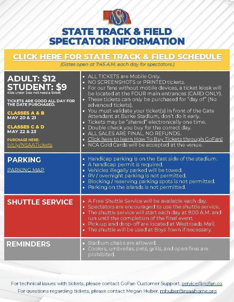 State Track and Field Spectator Information