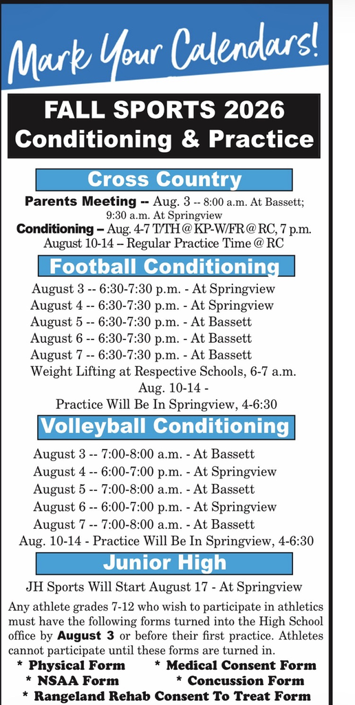 Conditioning Schedule