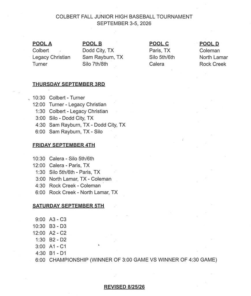 Colbert JH Tornament