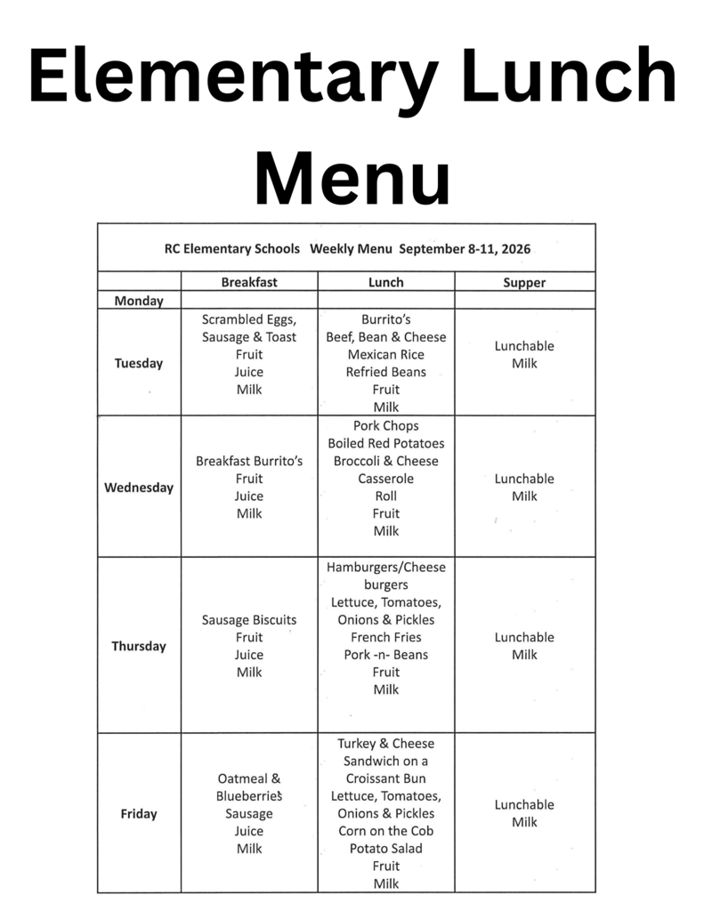 Elementary Menu
