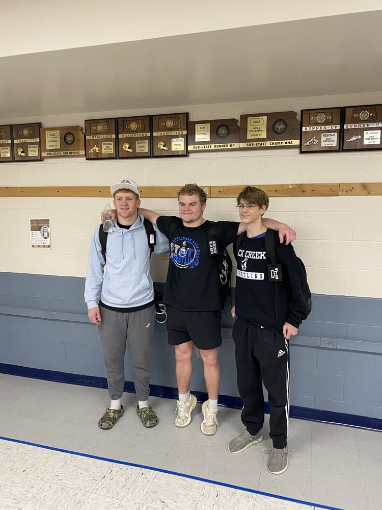 RCHS Boys Wrestling State Qualifiers T. Bortnick, N. Allen, W. Rottinghaus