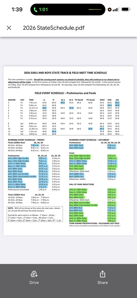 RCHS 2026 Track Schedule 