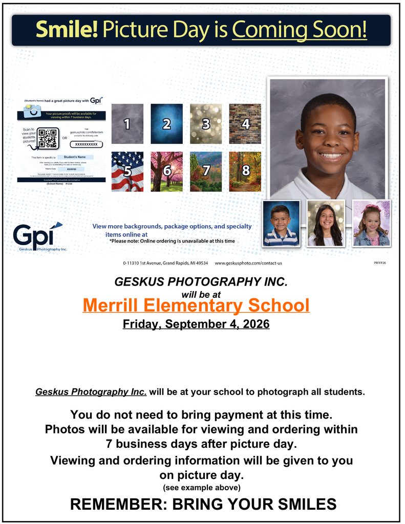 September 4, 2026 Merrill Picture Day