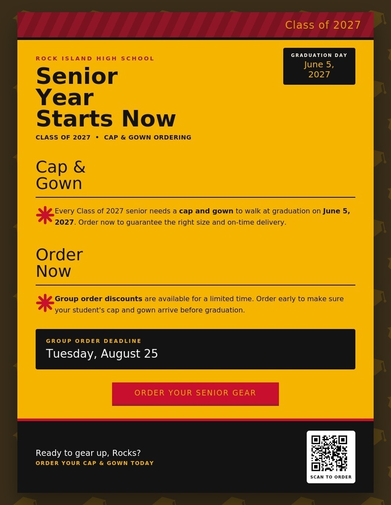 Senior Cap and Gown order form