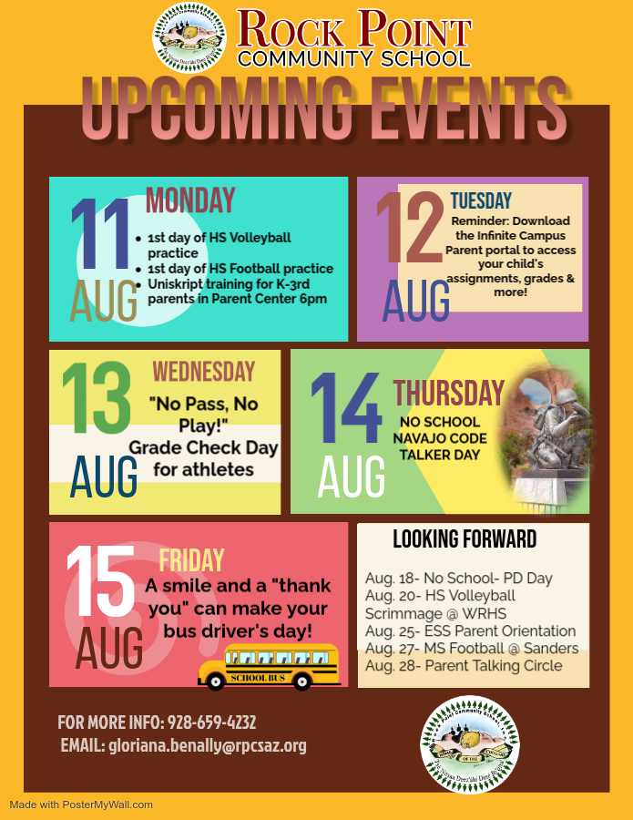8.11-8.15 Upcoming Events flyer