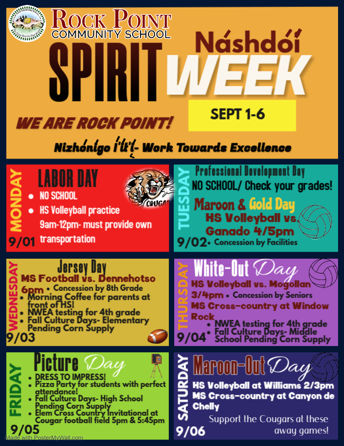 Upcoming events flyer September 1-6