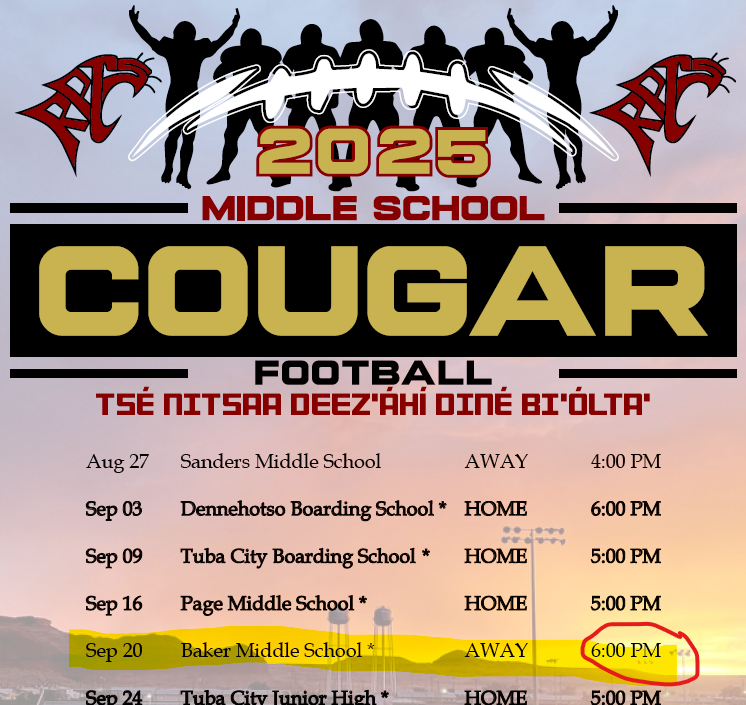 Partial MS Football Schedule Modified