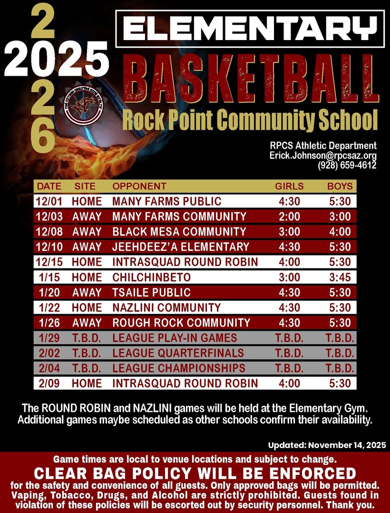 Elementary Basketball Schedule