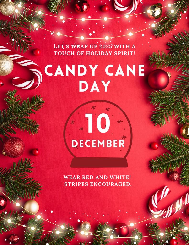 flyer for candy cane day for december 10 2025