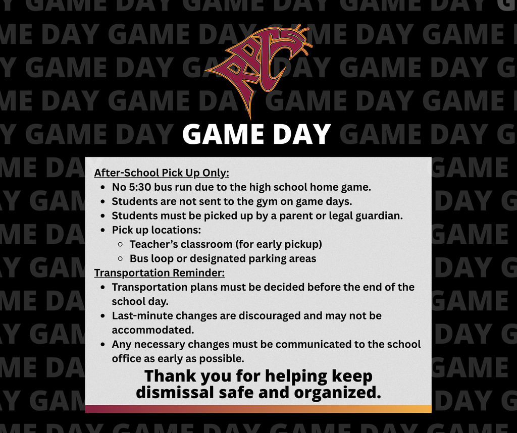 Game Day notice