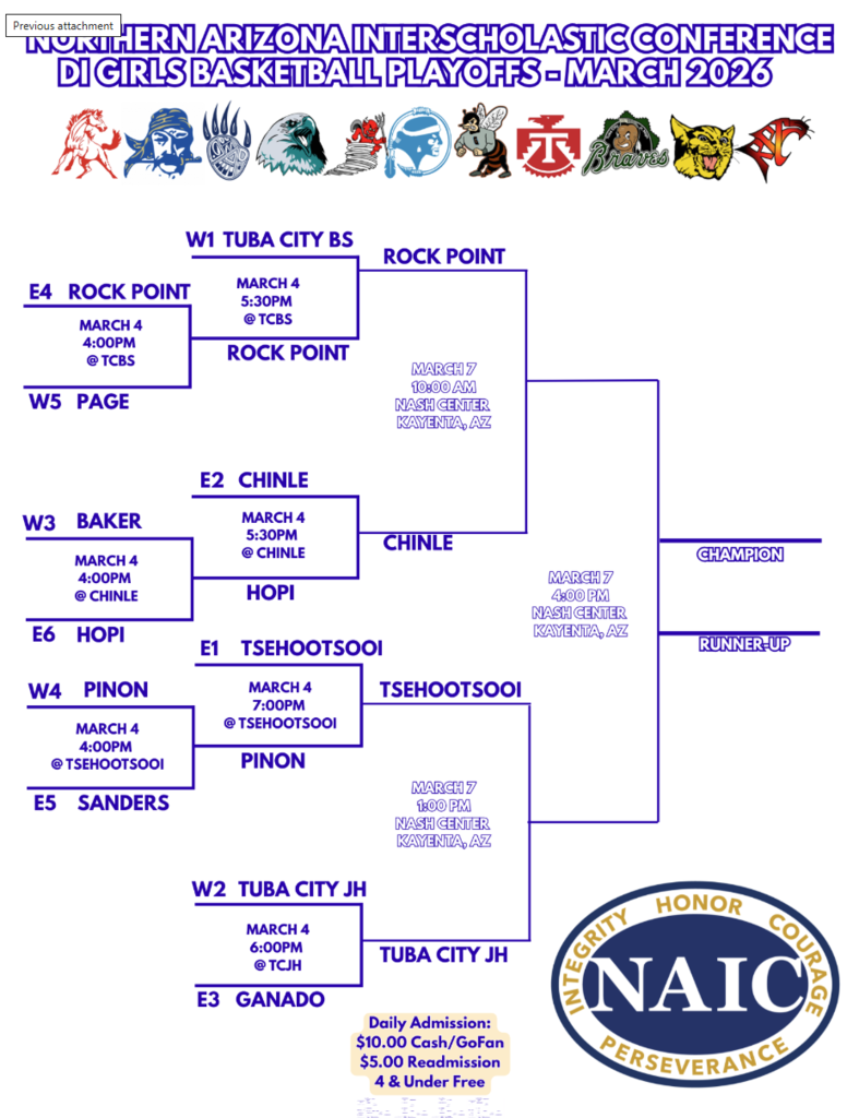 NAIC DI Girls Basketball Playoff Bracket MAR 2026