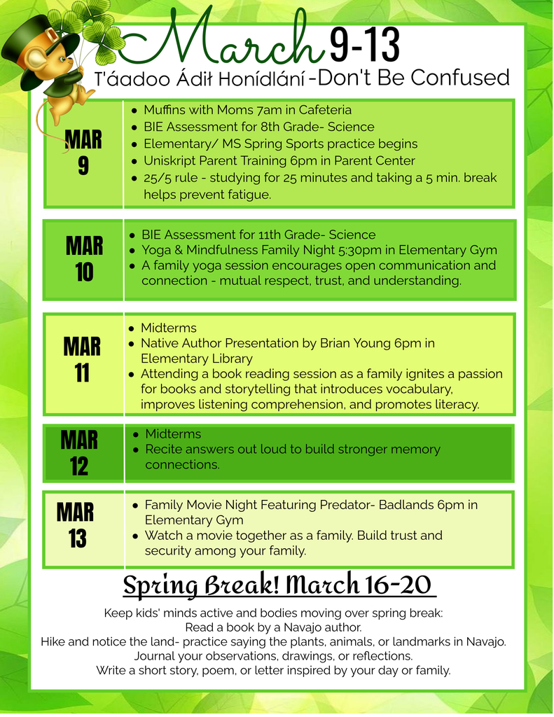 Upcoming events flyer