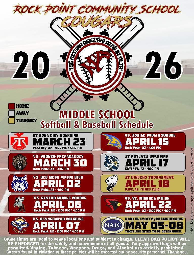Middle school softball and baseball schedule