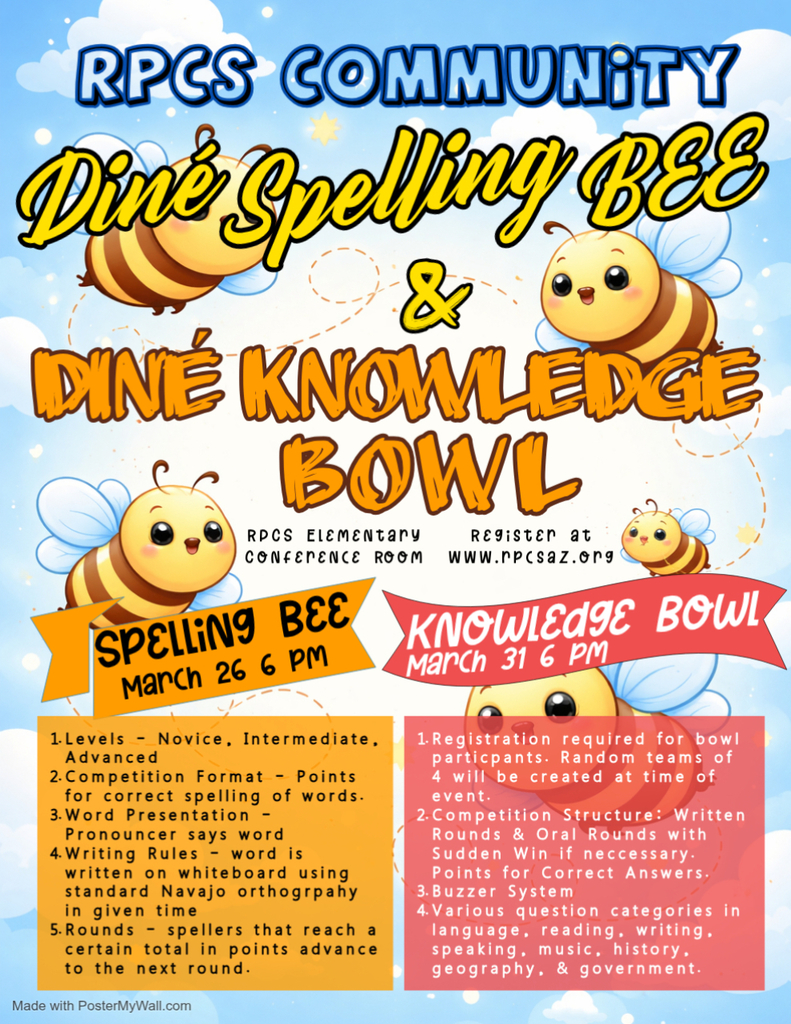 Flyer for Navajo Spelling Bee and Navajo Knowledge Bowl 2603