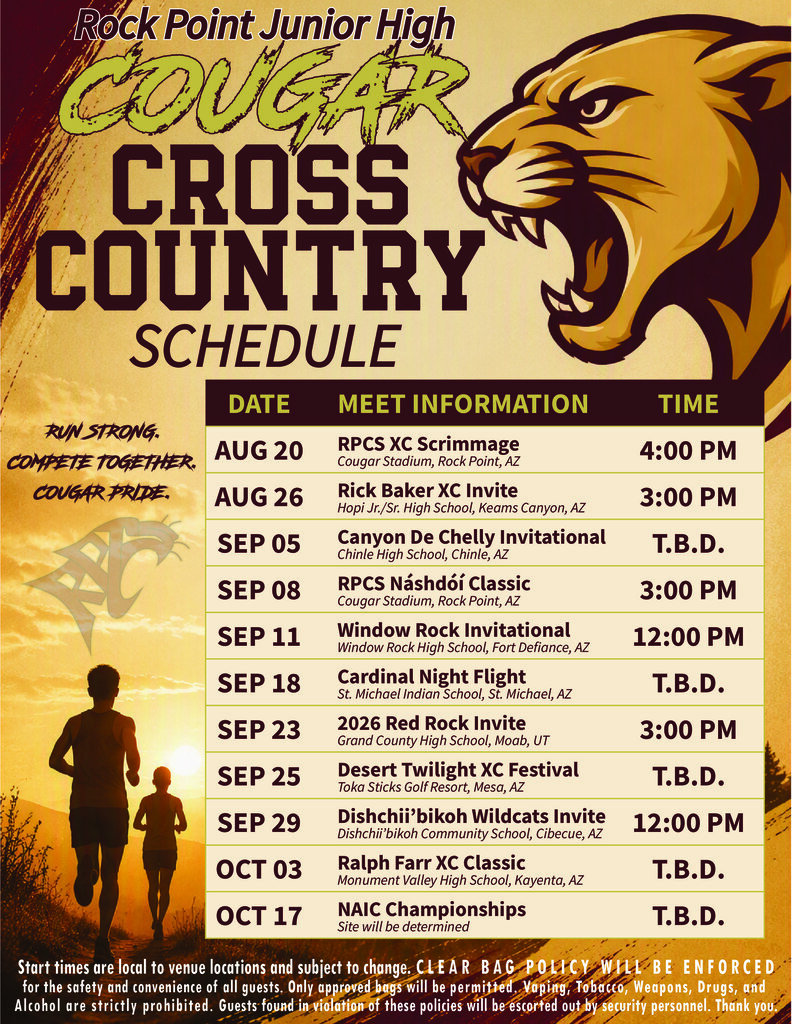 Junior High Cross Country Schedule