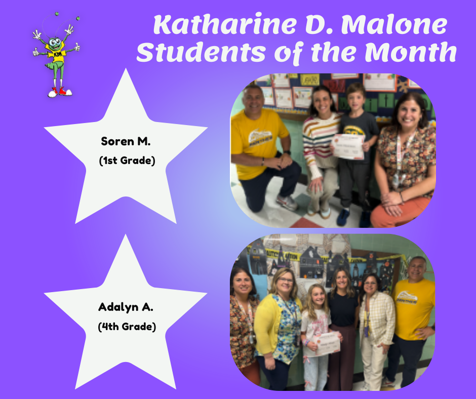 Congratulations to Students of the Month, Soren M. (1st Grade) and Adalyn A. (4th Grade)! Both Soren and Adalyn received Positive Office Referrals for demonstrating H.E.A.R.T. qualities