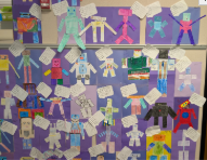 5th-Grade math students kicked off the year by creating robots using area and perimeter measurements. 