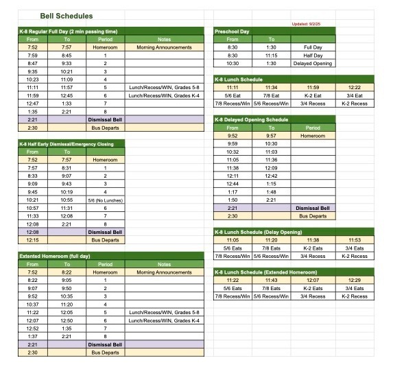 Bell Schedule