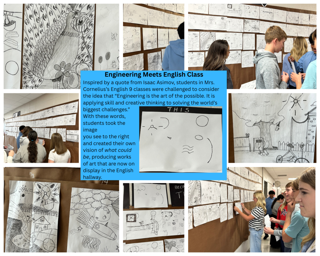A collage of photos surround a box in the middle of the collage. The box contains a quote from Isaac Asimov.