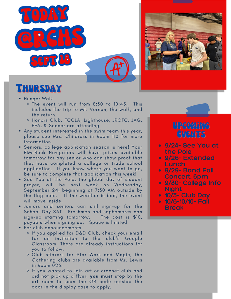 RCHS Announcements