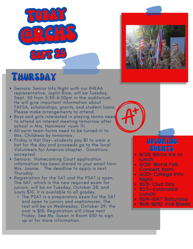 RCHS Announcements