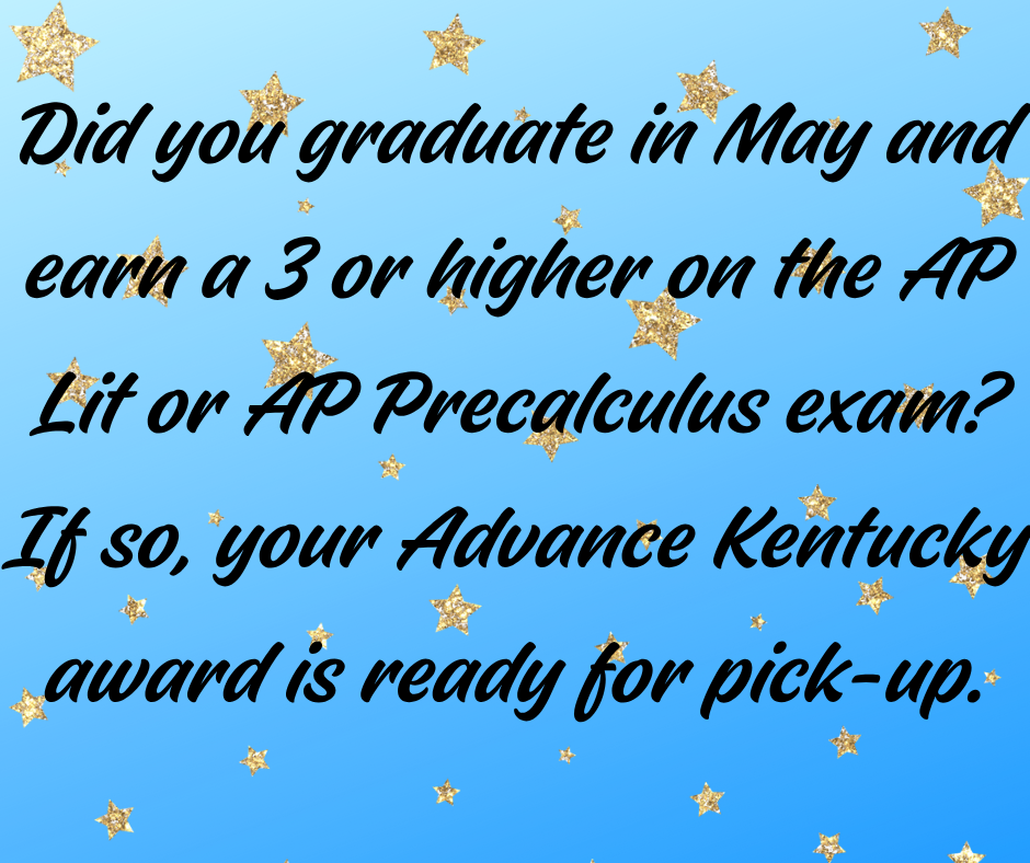 An announcement to pick up checks against a blue background with stars.