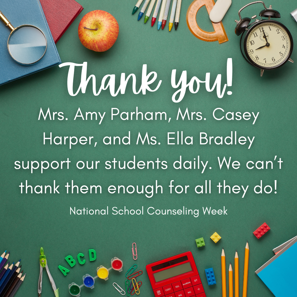 Thank You against a green background.  Images related to education appear along the top and bottom. 