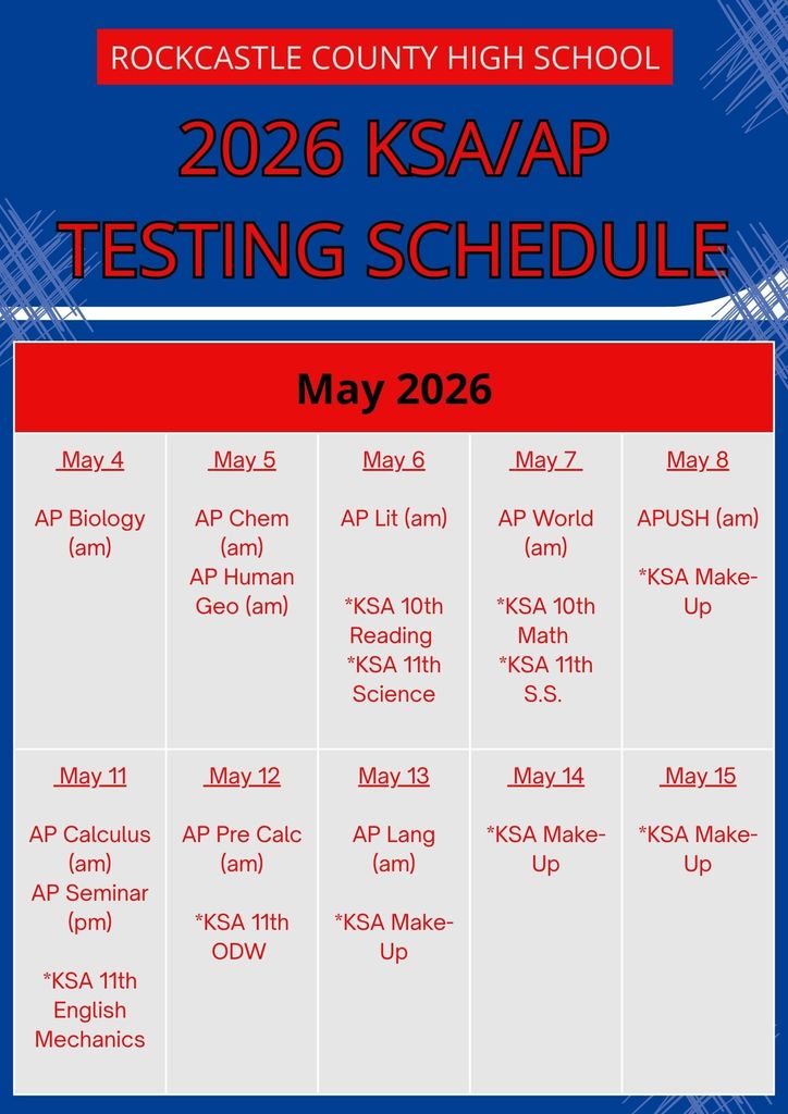A calendar of testing events for a two week time frame.  