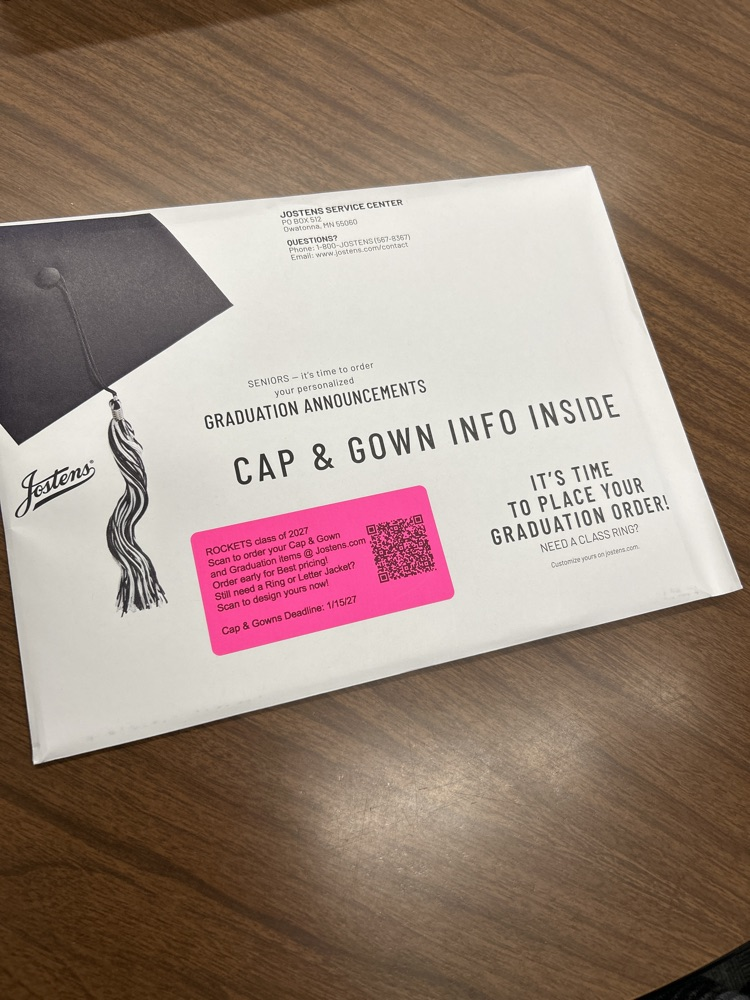 envelope with cap and gown ordering information
