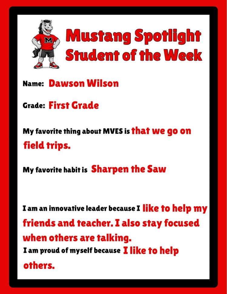 Mustang Student of the Week 