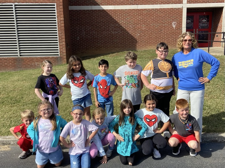 Our Mustangs are superheroes who choose to be drug free! Today, we wore our superhero shirts to celebrate Red Ribbon Week! 