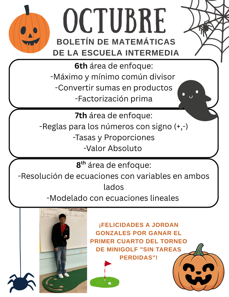 6-8 Math October Newsletter Spanish