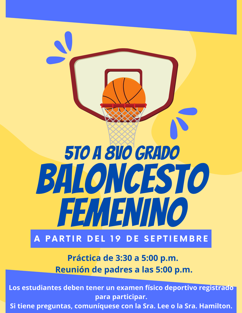 Baloncesto femenino a partir del 19 de septiembre