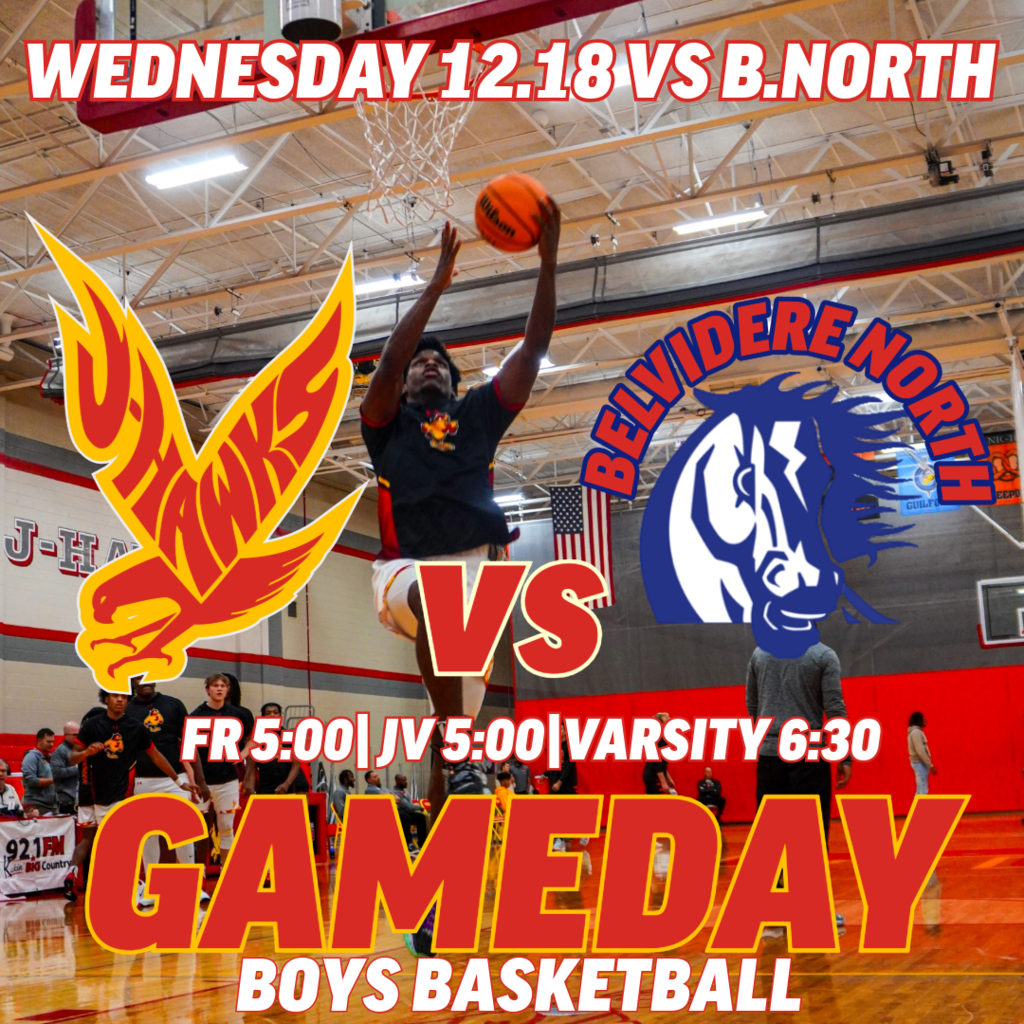 12.18 Gameday for boys basketball. FR/JV play at 5pm. Varsity plays at 630pm. Versus B.North