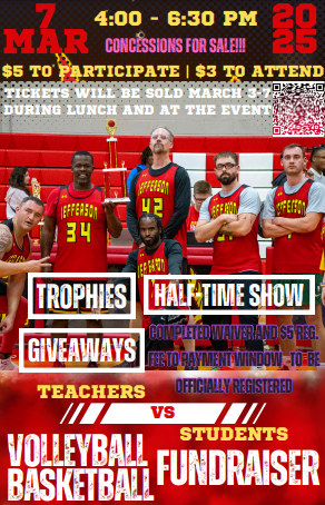 March 7th. Student fundraiser. Doors open @4pm and event ends at 6:30pm. teachers vs students