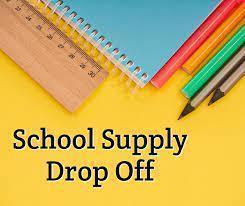 School Supply Drop off with notebook, pencils and ruler