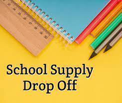 School Supply Drop off with notebook, pencils and ruler
