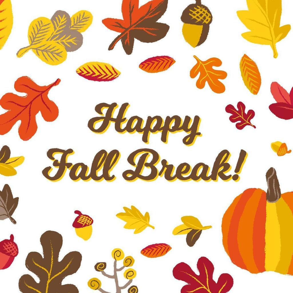 Happy Fall Break with pumpkins and leaves