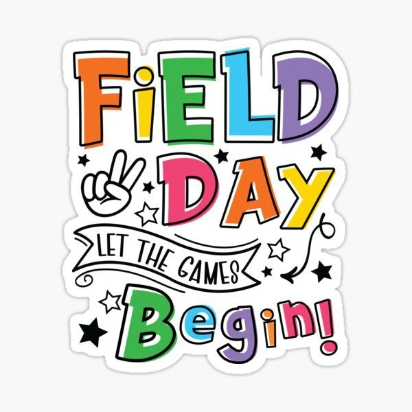 Field day let the games begin in a variety of colors with stars and peace sign