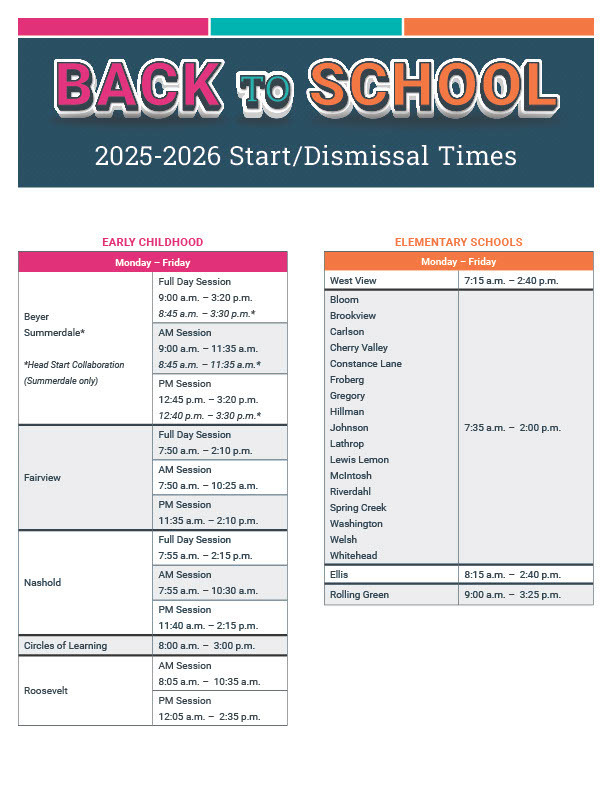 Start & Dismissal Times
