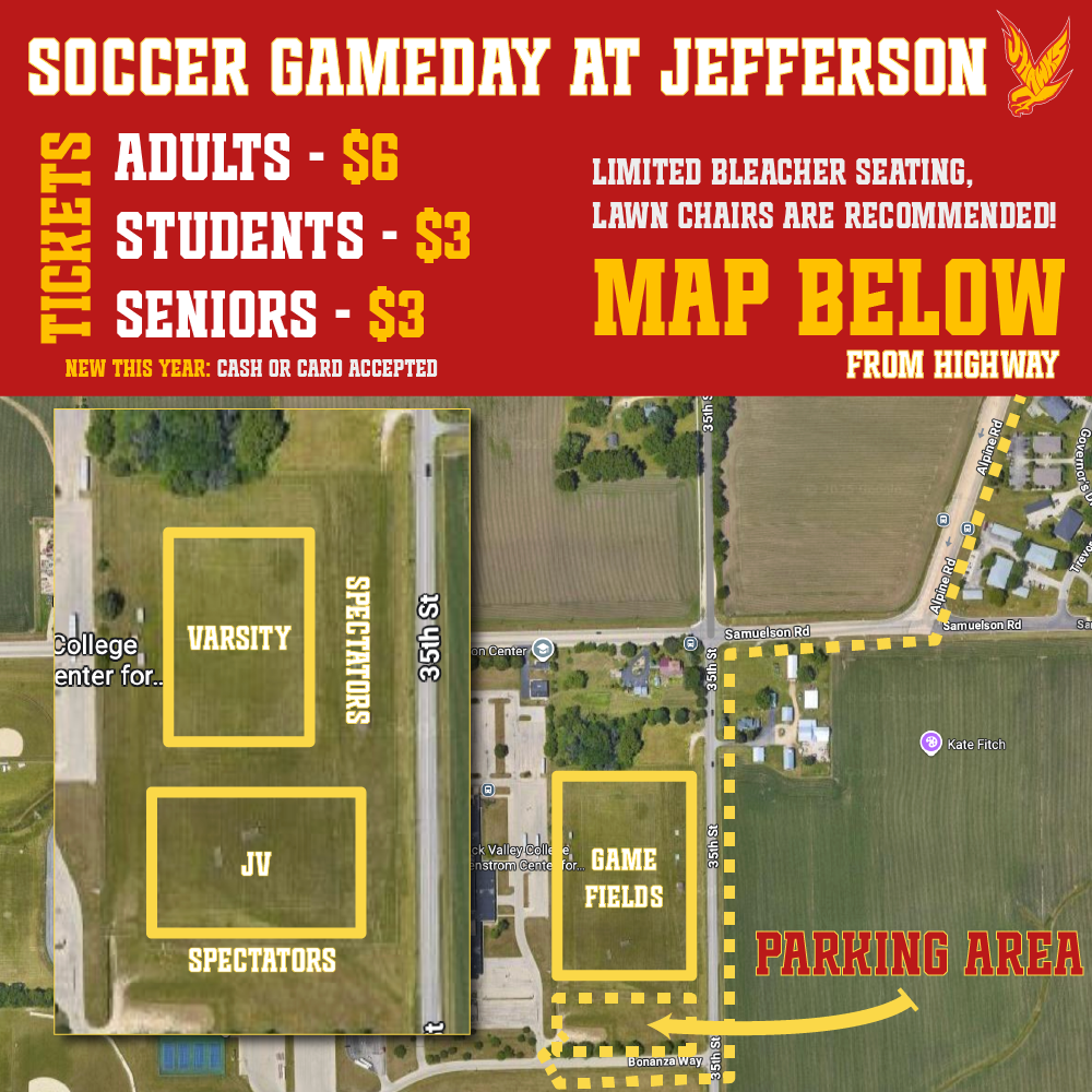 a map of Jefferson's Soccer gameday setup