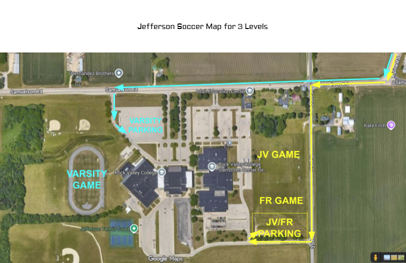 Map to get to Jefferson soccer